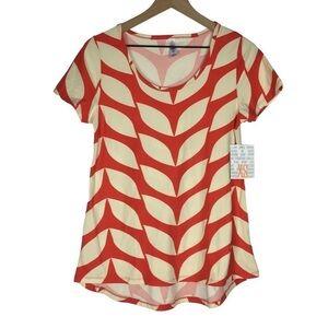 LULAROE Classic Shirt Short Sleeve Hi Lo Hem Loose Fit Leggings Material Size XS